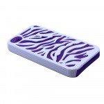 Wholesale iPhone 4 4S Zebra Hybrid Case (White-Purple)